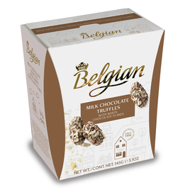 Belgian Mléčné čokoládové truffles s kousky bílé čokolády 145g