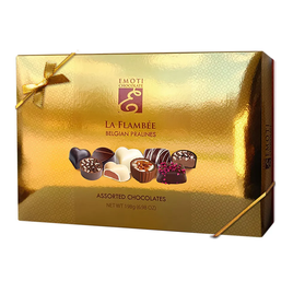 Emoti La Flambee Výběr čokoládových pralinek zlatostříbrný obal s mašlí 198g
