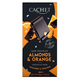 Cachet Hořká čokoláda 57% s mandlemi a pomerančem 100g