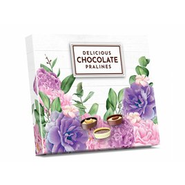 Čokoládové lodičky s náplní Růžovofialové květy 125g