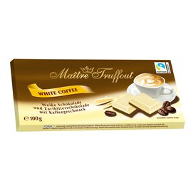 Maitre Truffout Bílá a hořká čokoláda s kávovou příchutí 100g