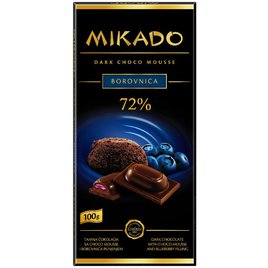 Mikado Hořká čokoláda s borůvkovou náplní 100g