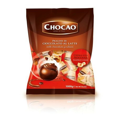 Vergani Chocao červeno-zlaté mléčné pralinky s oříškovým krémem 1kg